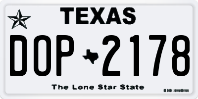 TX license plate DOP2178