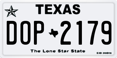 TX license plate DOP2179
