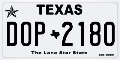 TX license plate DOP2180