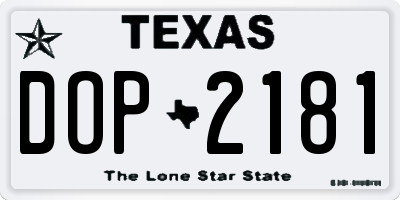 TX license plate DOP2181
