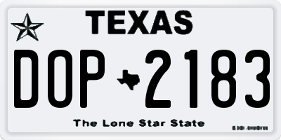 TX license plate DOP2183