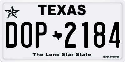 TX license plate DOP2184