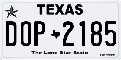 TX license plate DOP2185