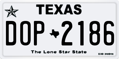 TX license plate DOP2186