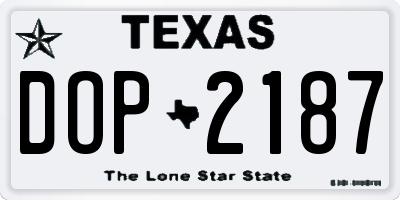 TX license plate DOP2187
