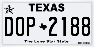 TX license plate DOP2188