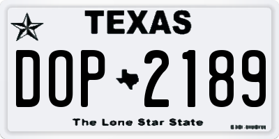 TX license plate DOP2189