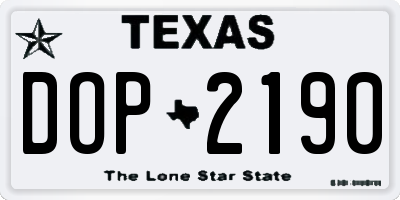 TX license plate DOP2190