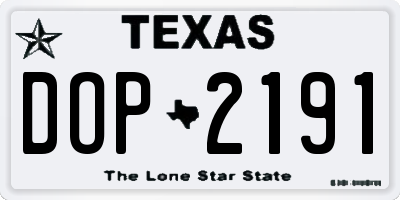 TX license plate DOP2191
