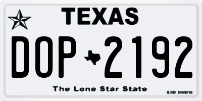 TX license plate DOP2192