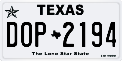 TX license plate DOP2194