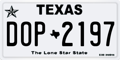 TX license plate DOP2197