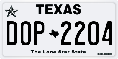 TX license plate DOP2204
