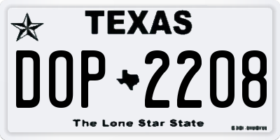 TX license plate DOP2208
