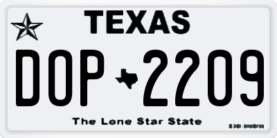 TX license plate DOP2209
