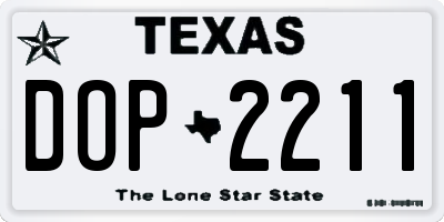 TX license plate DOP2211