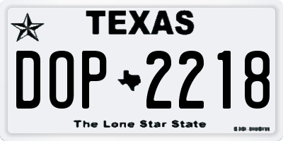 TX license plate DOP2218