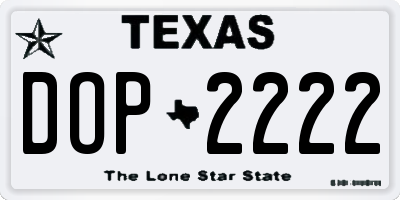 TX license plate DOP2222