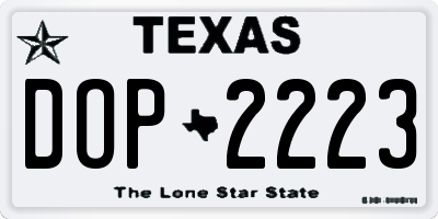TX license plate DOP2223