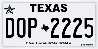 TX license plate DOP2225