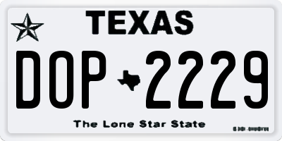 TX license plate DOP2229