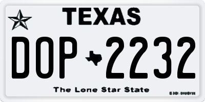 TX license plate DOP2232