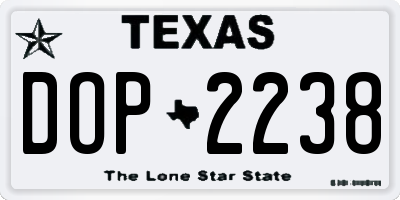 TX license plate DOP2238