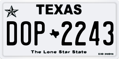TX license plate DOP2243