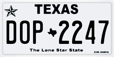 TX license plate DOP2247