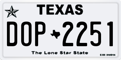 TX license plate DOP2251
