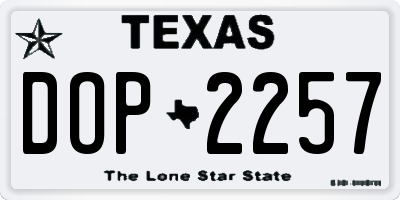TX license plate DOP2257