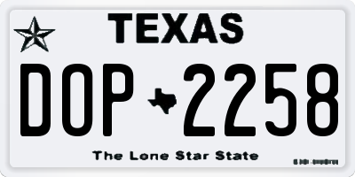 TX license plate DOP2258