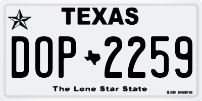 TX license plate DOP2259