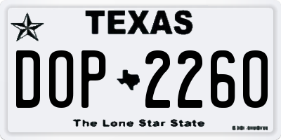 TX license plate DOP2260