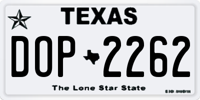TX license plate DOP2262