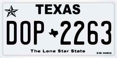 TX license plate DOP2263