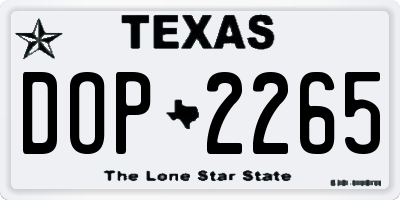 TX license plate DOP2265