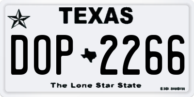 TX license plate DOP2266
