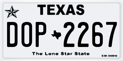 TX license plate DOP2267