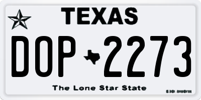 TX license plate DOP2273