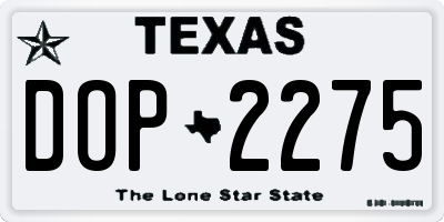 TX license plate DOP2275