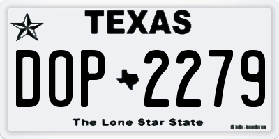 TX license plate DOP2279