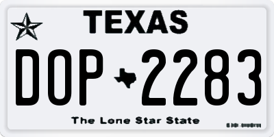 TX license plate DOP2283