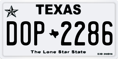 TX license plate DOP2286