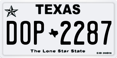 TX license plate DOP2287
