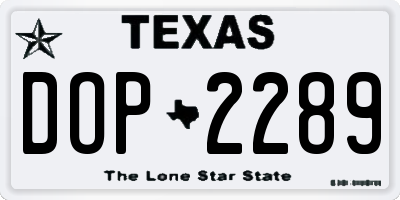TX license plate DOP2289