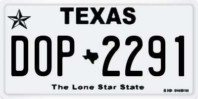 TX license plate DOP2291