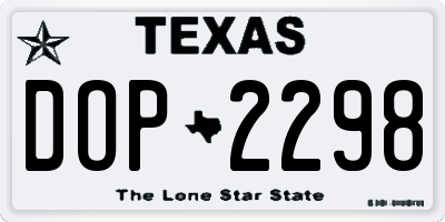 TX license plate DOP2298