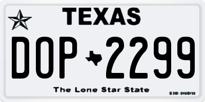 TX license plate DOP2299
