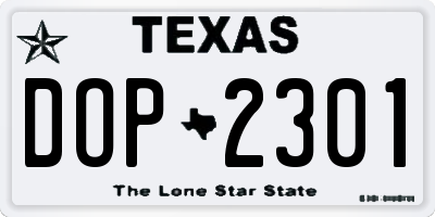 TX license plate DOP2301